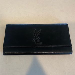 YSL Black Clutch in Patent Leather